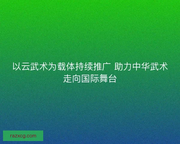 以云武术为载体持续推广 助力中华武术走向国际舞台